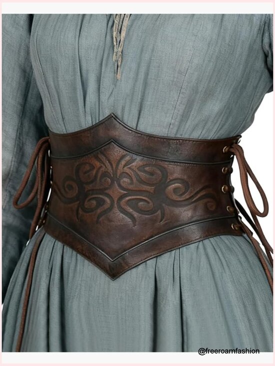 Vintage Wide Leather Corset Belt Renaissance Cinch Waist